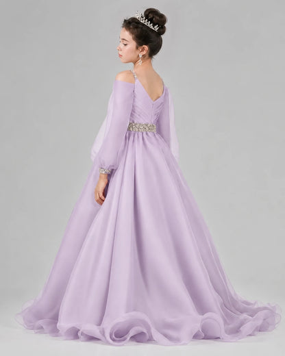 Lilac A-line Girls Pageant Dresses Back