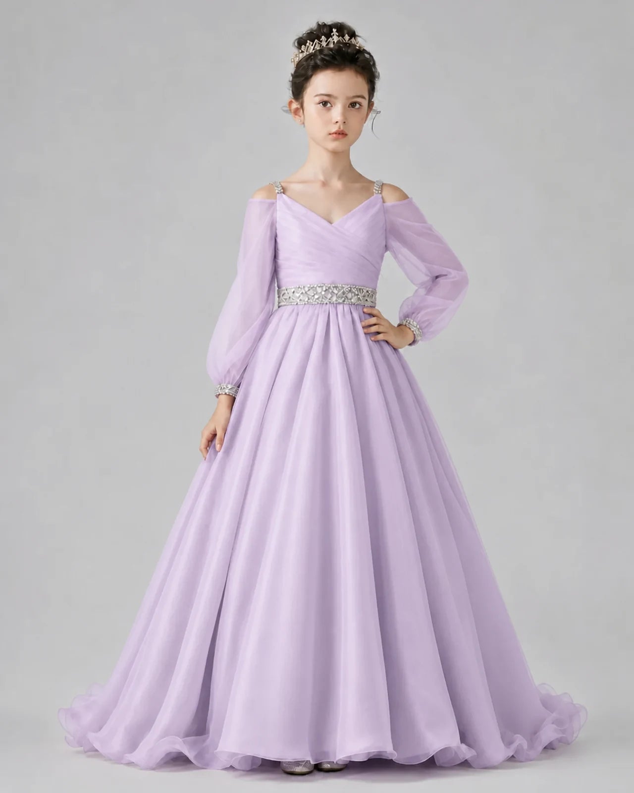 Lilac A-line Girls Pageant Dresses Pose