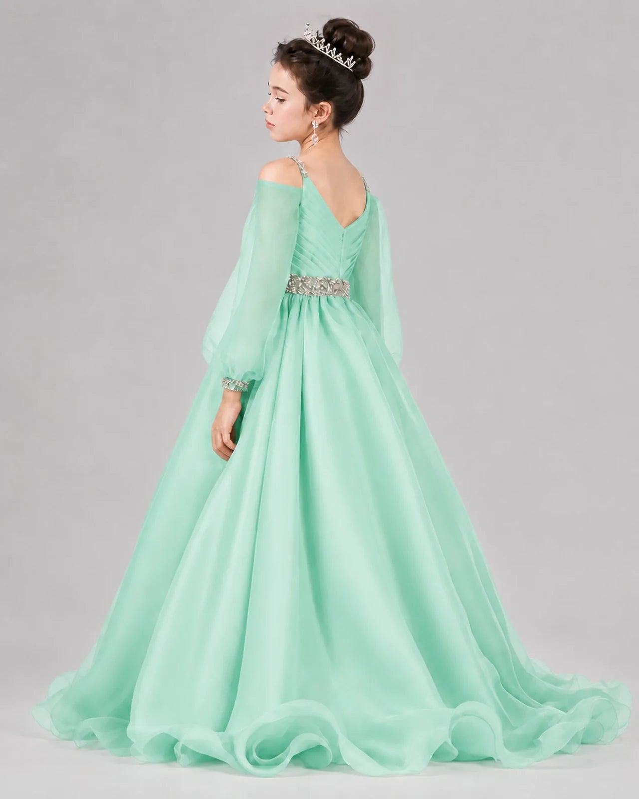 Mint Green A-line Girls Pageant Dresses Back
