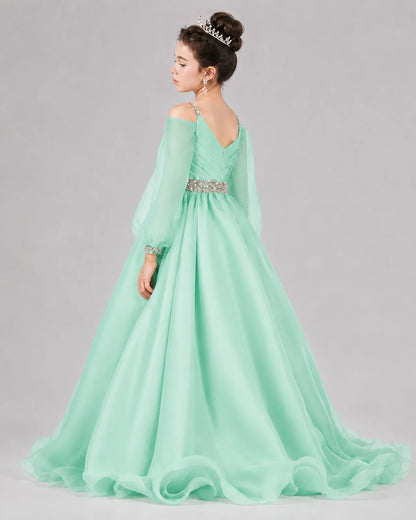 Mint Green A-line Girls Pageant Dresses Back