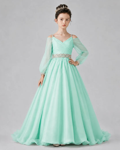 Mint Green A-line Girls Pageant Dresses Pose