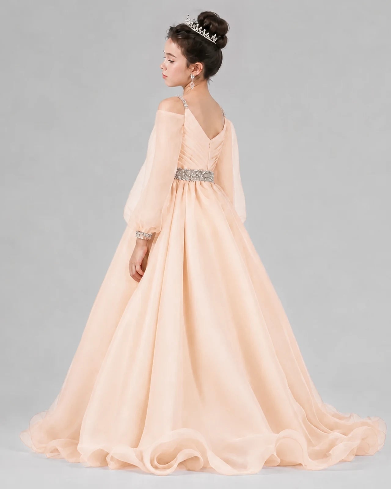 Peach A-line Girls Pageant Dresses Back
