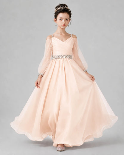 Peach A-line Girls Pageant Dresses Front
