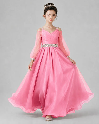Pink A-line Girls Pageant Dresses Front