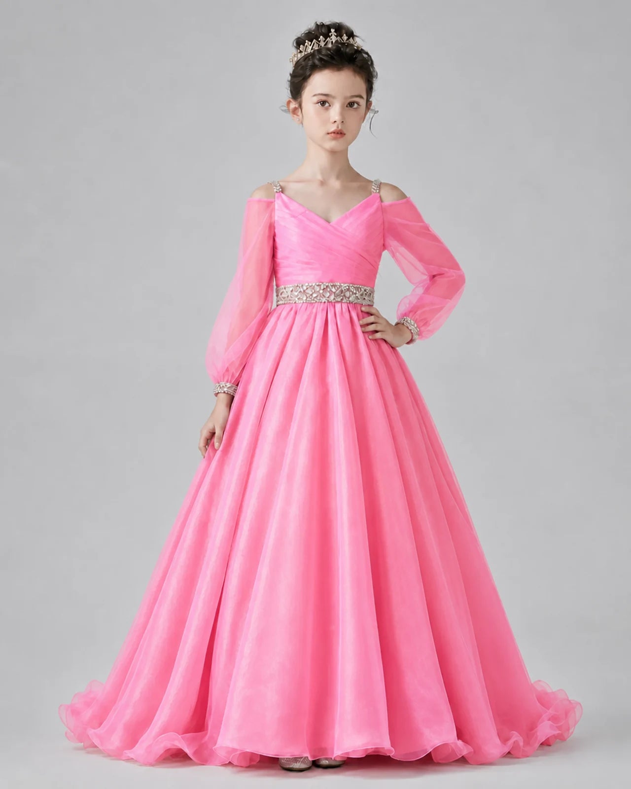 Pink A-line Girls Pageant Dresses Pose