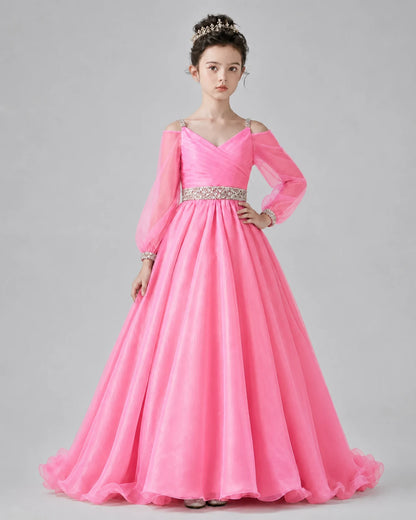 Pink A-line Girls Pageant Dresses Pose