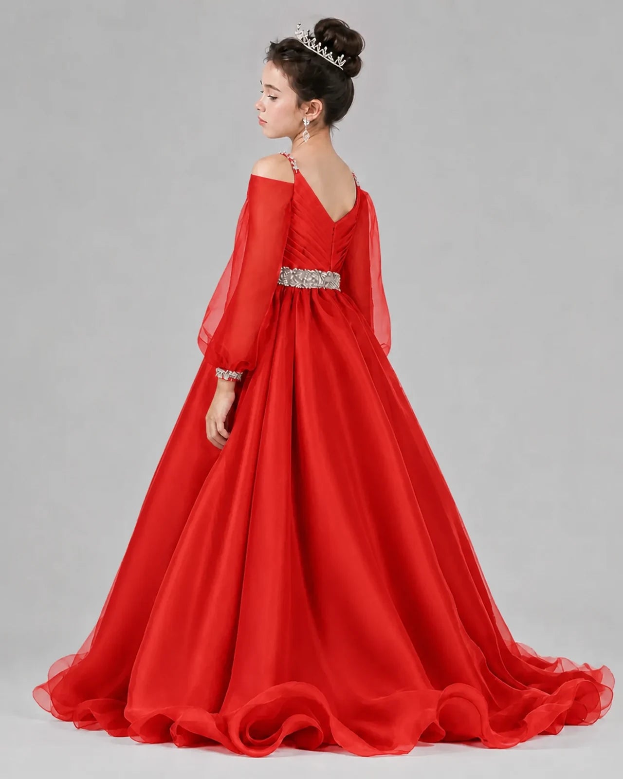 Red A-line Girls Pageant Dresses Back