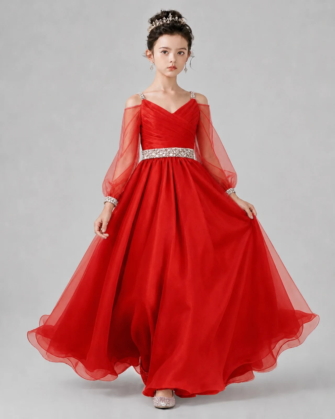 Red A-line Girls Pageant Dresses Front