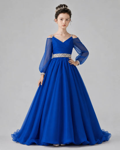 Royal Blue A-line Girls Pageant Dresses Pose