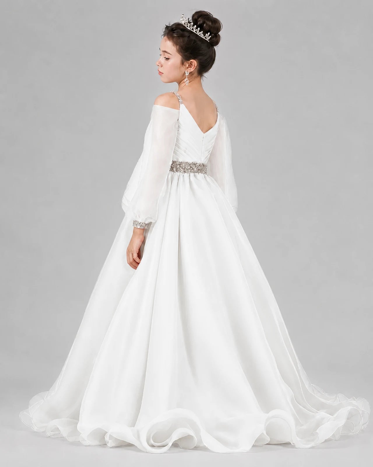 White A-line Girls Pageant Dresses Back