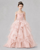 Blush Pink Ball Gown Girls Pageant Dresses Front