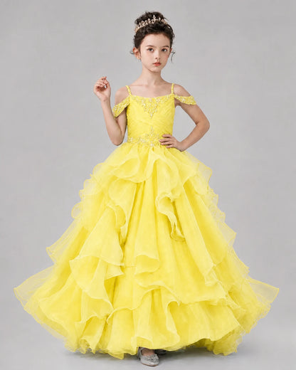 Daffodil Ball Gown Girls Pageant Dresses Pose