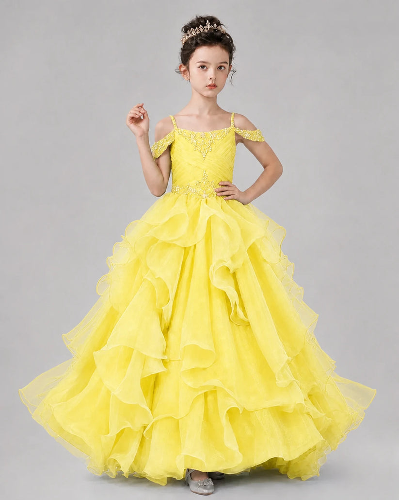 Daffodil Ball Gown Girls Pageant Dresses Pose