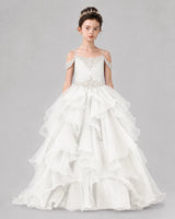 Ivory Ball Gown Girls Pageant Dresses Front