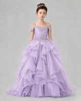 Lilac Ball Gown Girls Pageant Dresses Front