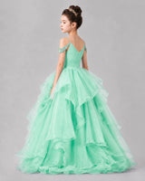 Mint Green Ball Gown Girls Pageant Dresses Back