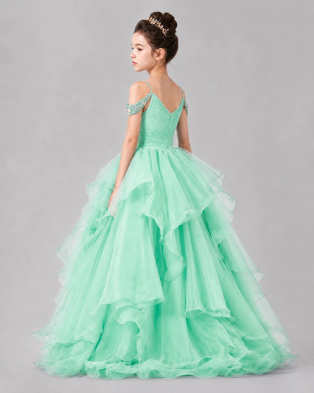 Mint Green Ball Gown Girls Pageant Dresses Back