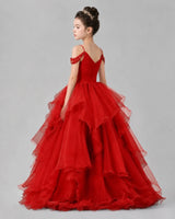 Red Ball Gown Girls Pageant Dresses Back