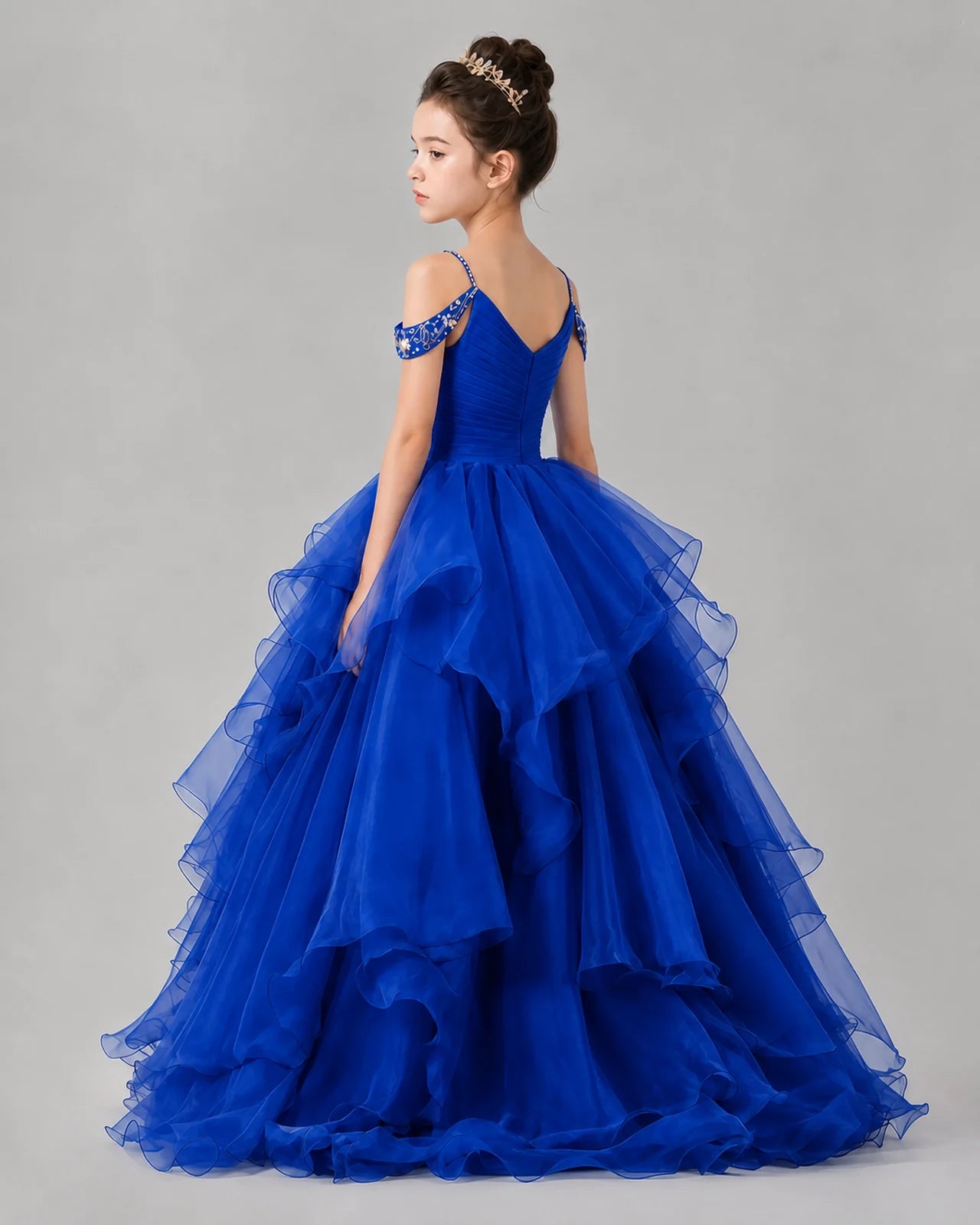 Royal Blue Ball Gown Girls Pageant Dresses Back