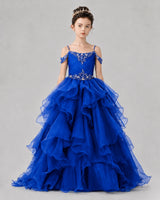 Royal Blue Ball Gown Girls Pageant Dresses Front