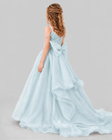 Baby Blue Ball Gown Girls Pageant Dresses Back