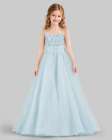 Baby Blue Ball Gown Girls Pageant Dresses Front