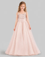 Blush Pink Ball Gown Girls Pageant Dresses Front