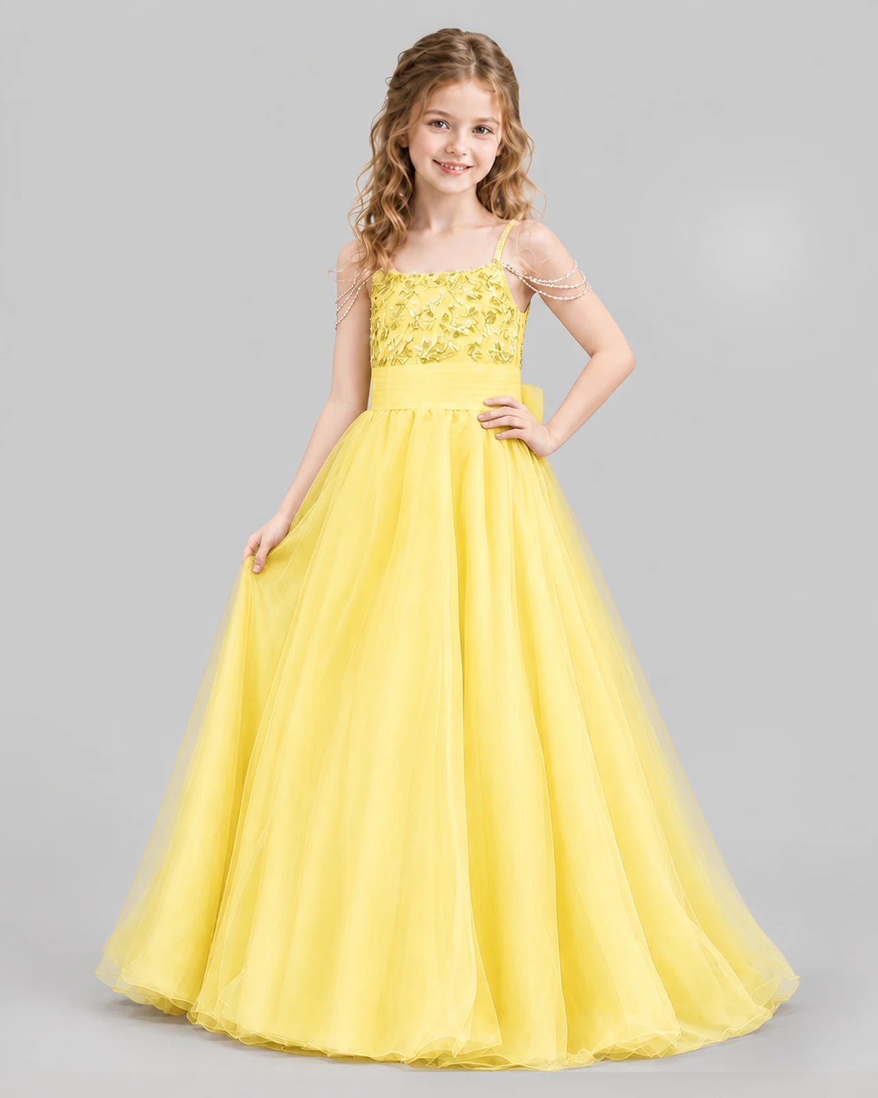Daffodil Ball Gown Girls Pageant Dresses Pose