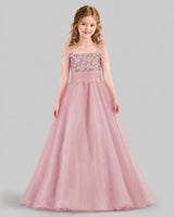 Dusty Rose Ball Gown Girls Pageant Dresses Front