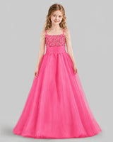 Hot Pink Ball Gown Girls Pageant Dresses Front