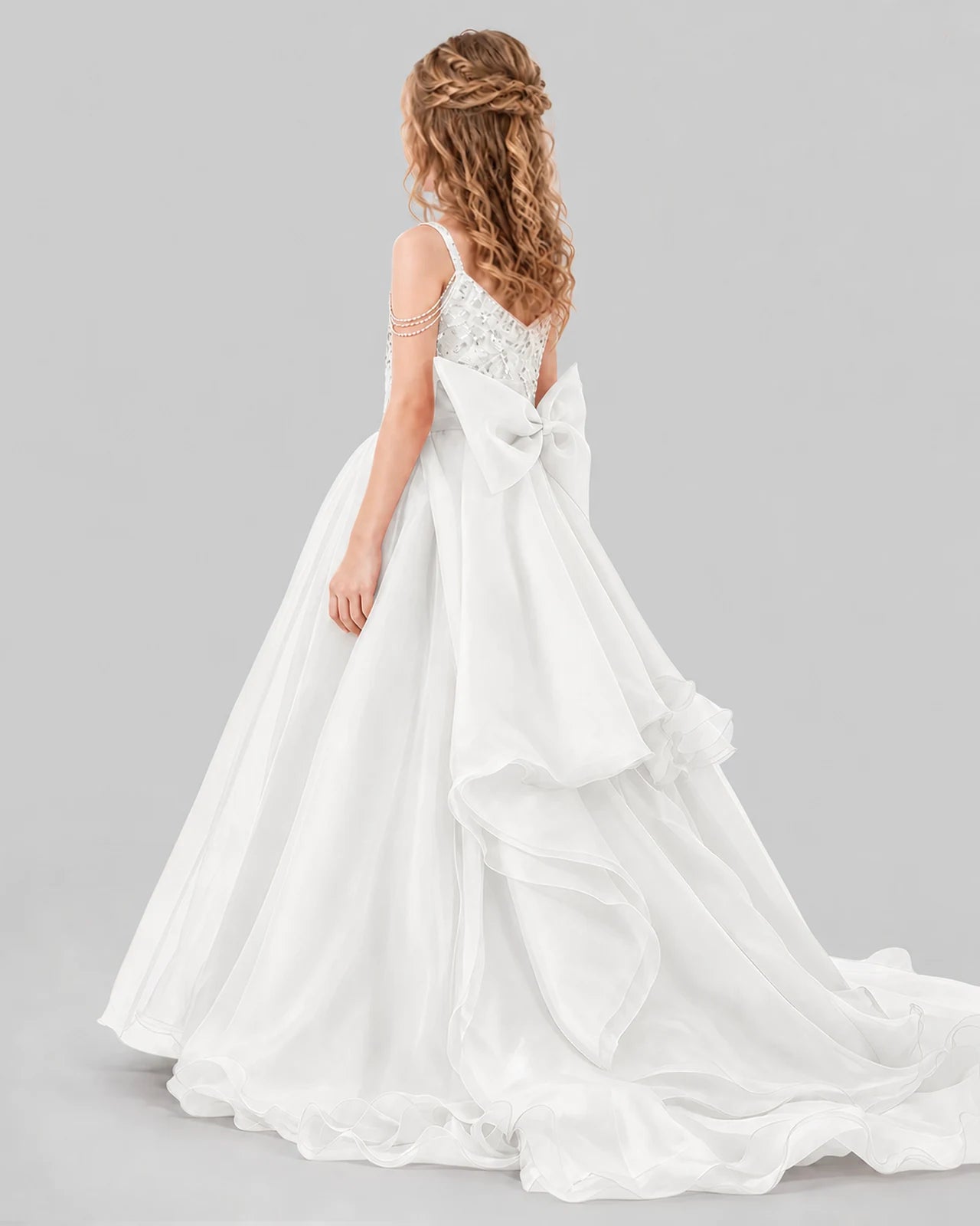 Ivory Ball Gown Girls Pageant Dresses Back