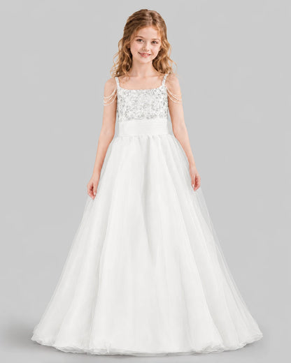 Ivory Ball Gown Girls Pageant Dresses Front