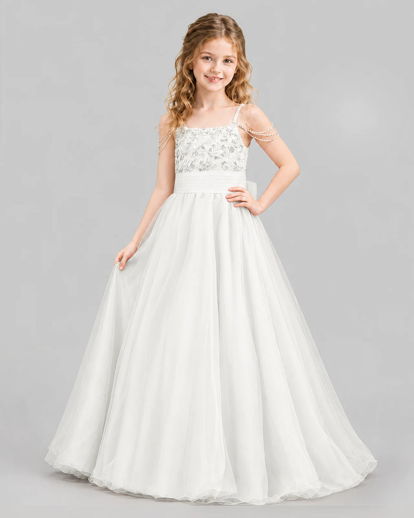 Ivory Ball Gown Girls Pageant Dresses Pose