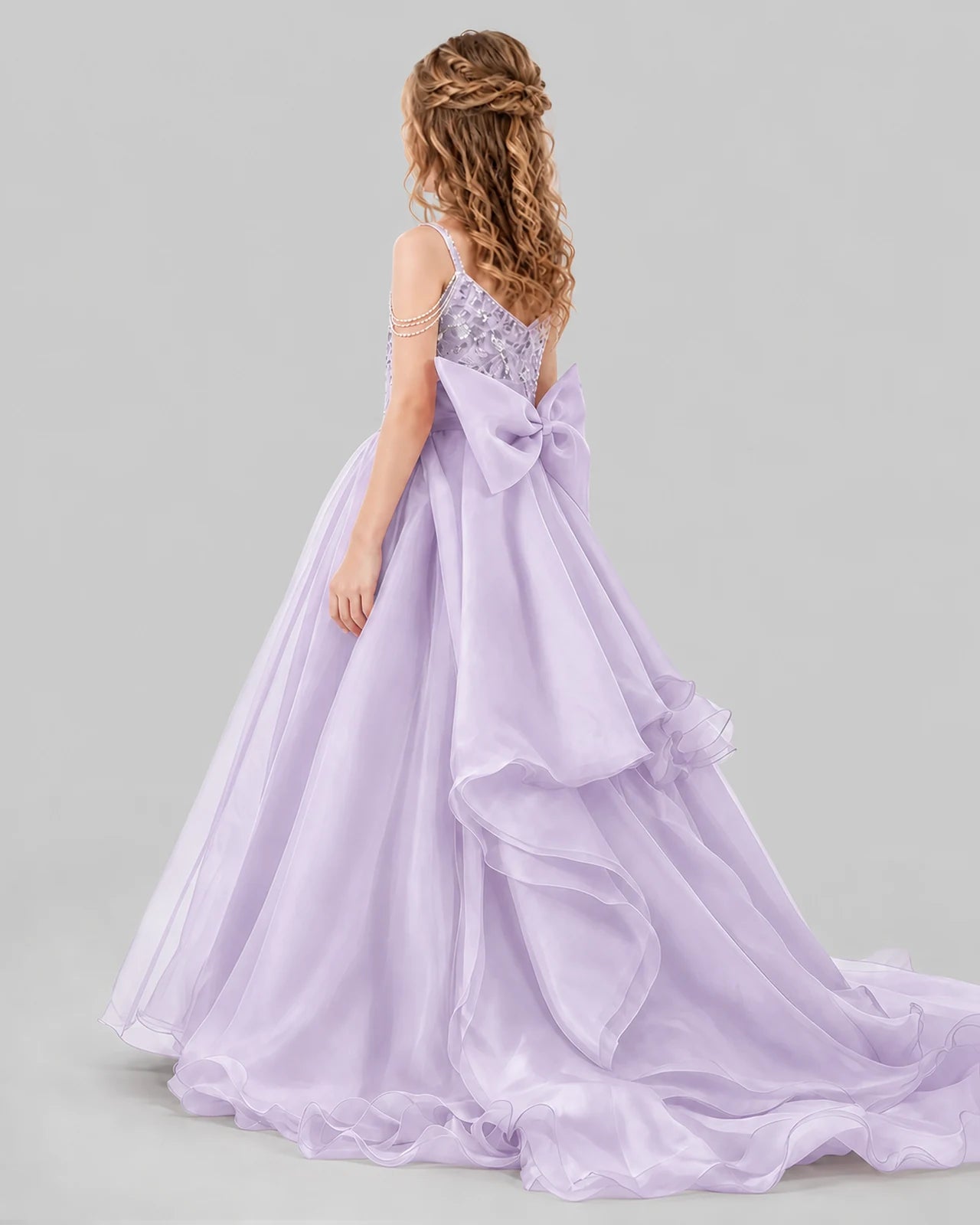 Lilac Ball Gown Girls Pageant Dresses Back