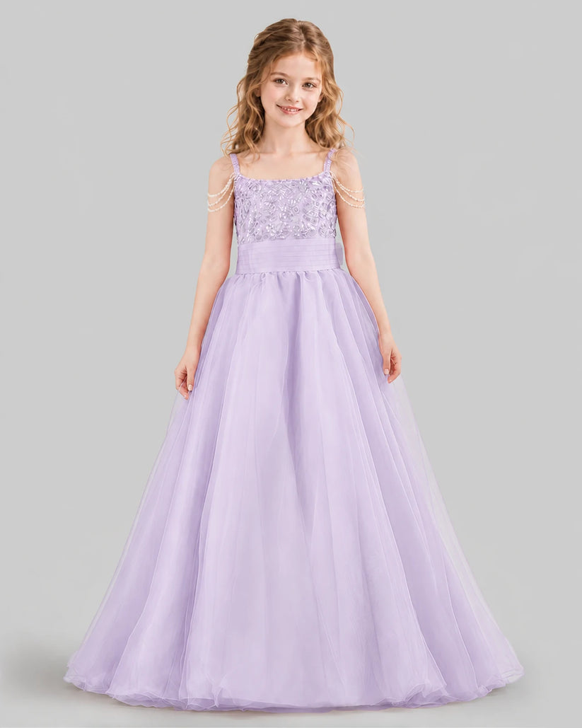 Lilac Ball Gown Girls Pageant Dresses Front
