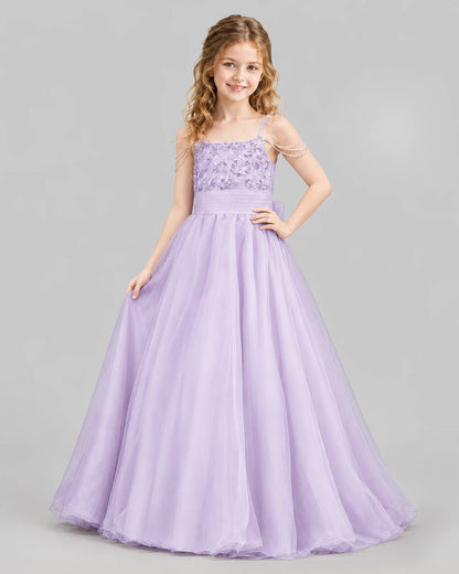 Lilac Ball Gown Girls Pageant Dresses Pose