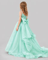 Mint Green Ball Gown Girls Pageant Dresses Back