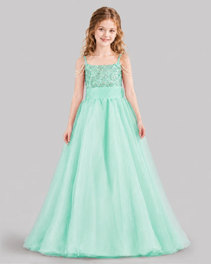 Mint Green Ball Gown Girls Pageant Dresses Front