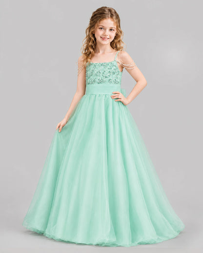 Mint Green Ball Gown Girls Pageant Dresses Pose