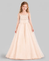 Peach Ball Gown Girls Pageant Dresses Front
