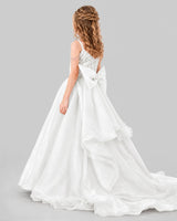 White Ball Gown Girls Pageant Dresses Back