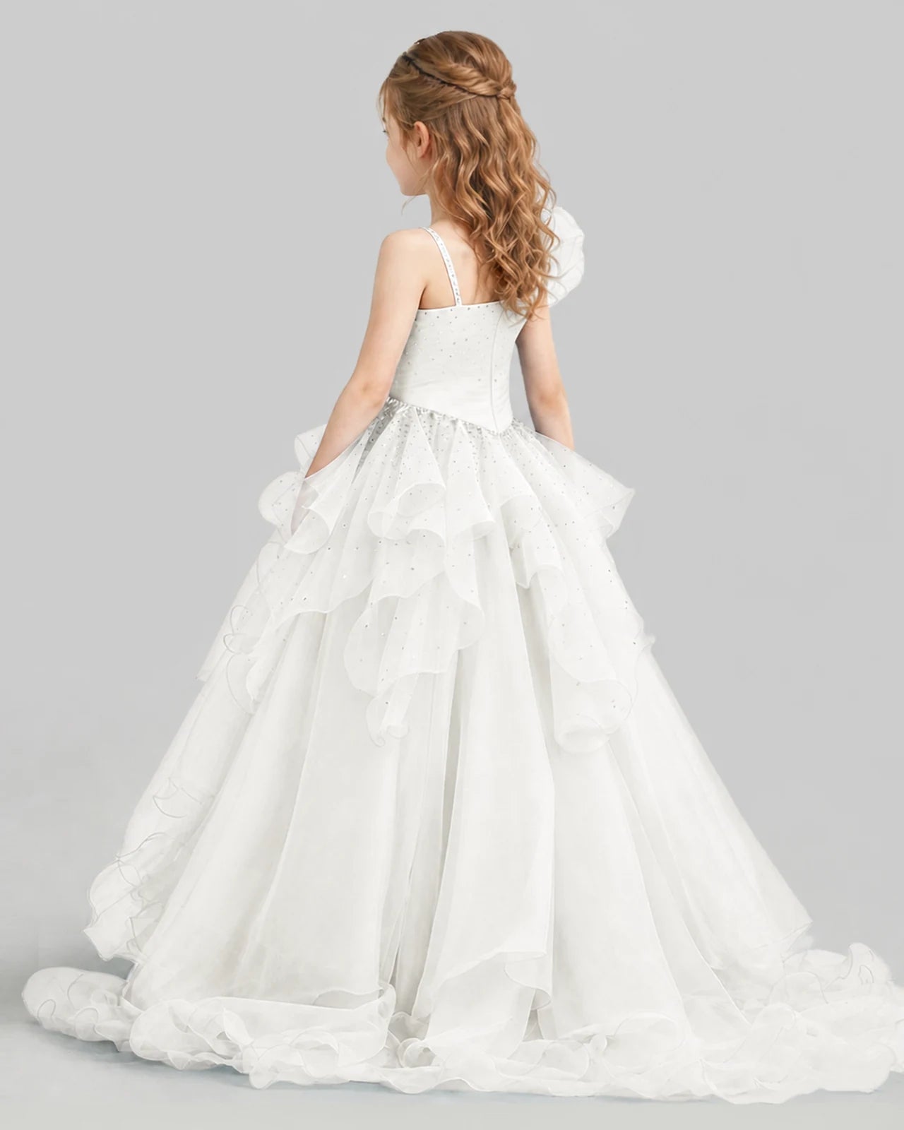 Ivory Ball Gown Girls Pageant Dresses Back