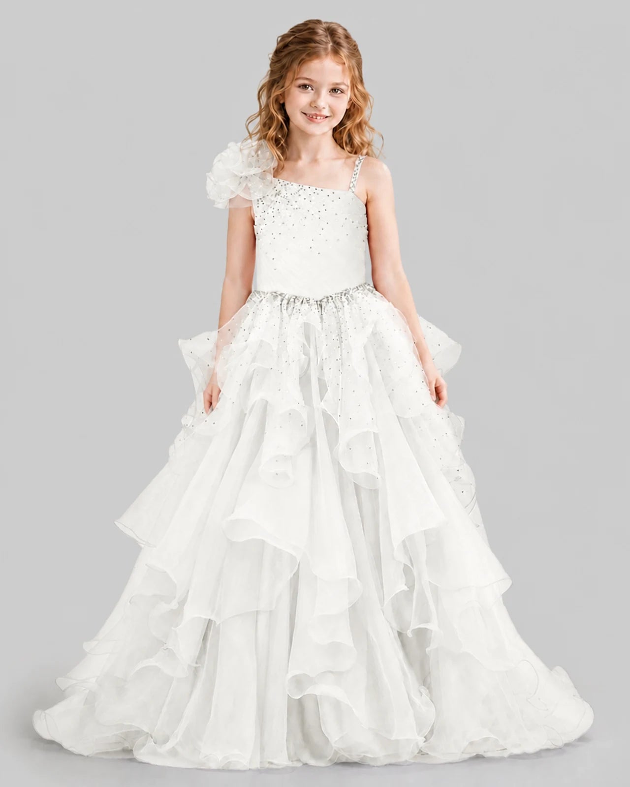 Ivory Ball Gown Girls Pageant Dresses Front