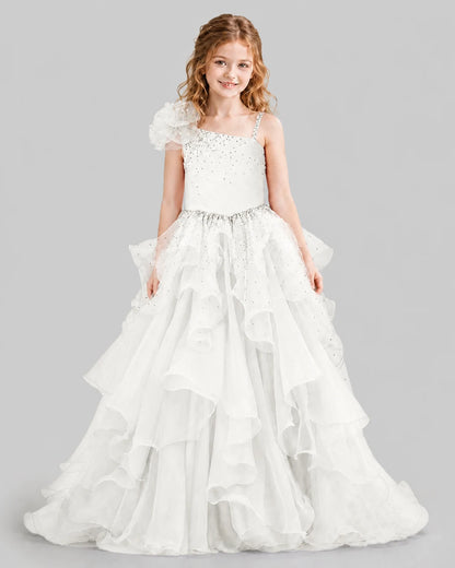 Ivory Ball Gown Girls Pageant Dresses Front