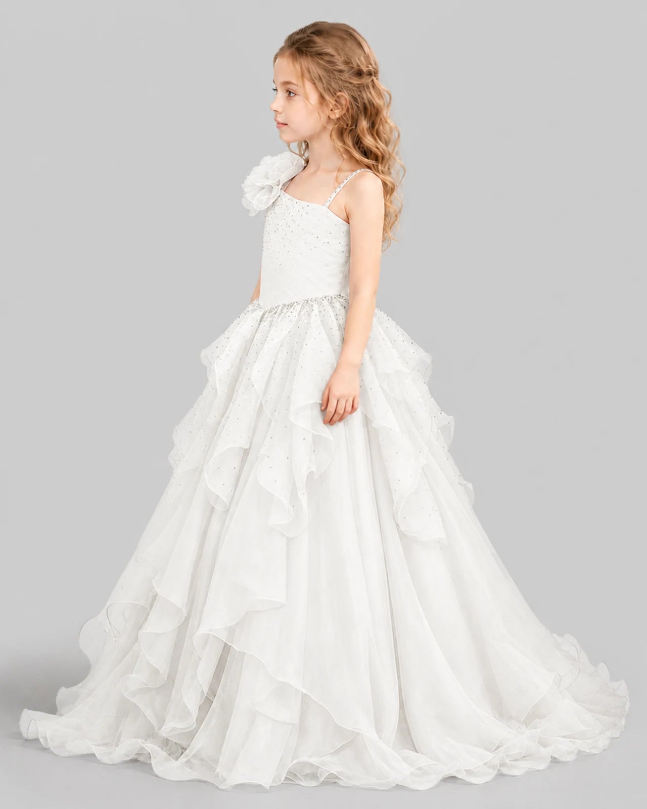 Ivory Ball Gown Girls Pageant Dresses Side