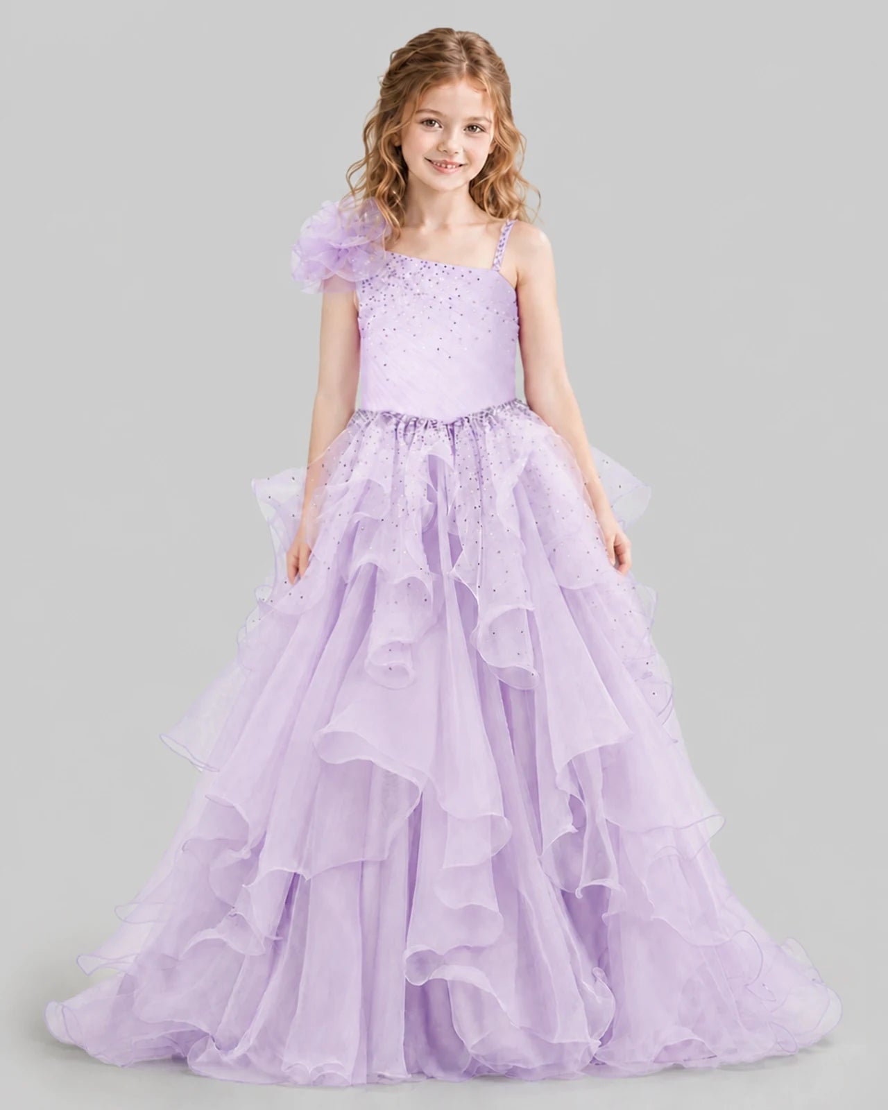 Lilac Ball Gown Girls Pageant Dresses Front