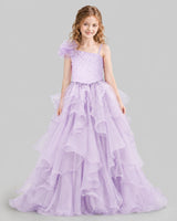 Lilac Ball Gown Girls Pageant Dresses Front