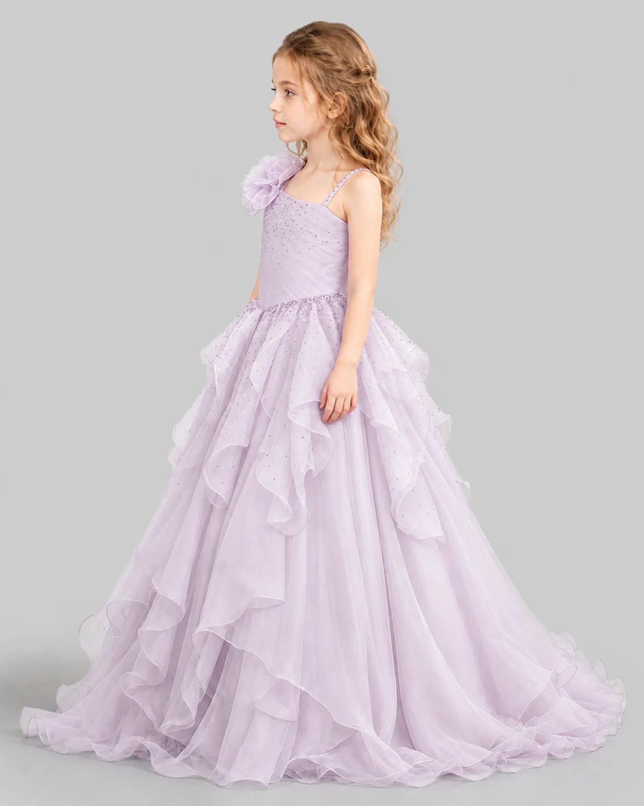 Lilac Ball Gown Girls Pageant Dresses Side