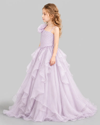Lilac Ball Gown Girls Pageant Dresses Side