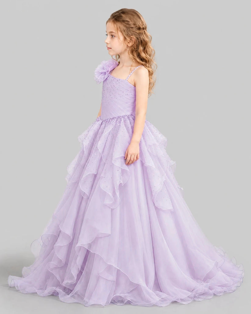 Lilac Ball Gown Girls Pageant Dresses Side